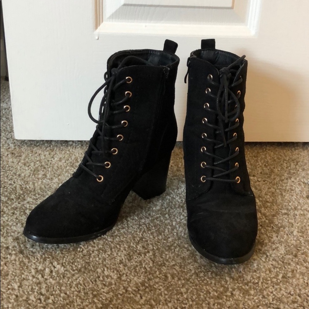 Black Lace-Up Booties